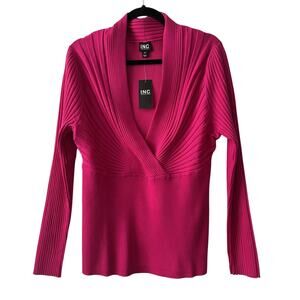 NWT I.N.C. Ribbed Knit Surplice Casual Pink Tutu XX Large Long Sleeve Sweater